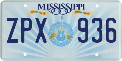 MS license plate ZPX936