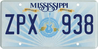 MS license plate ZPX938
