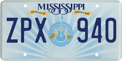 MS license plate ZPX940