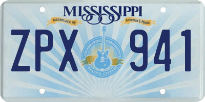 MS license plate ZPX941