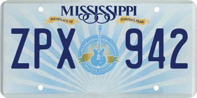 MS license plate ZPX942
