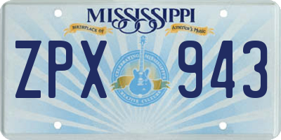 MS license plate ZPX943