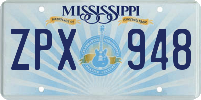 MS license plate ZPX948