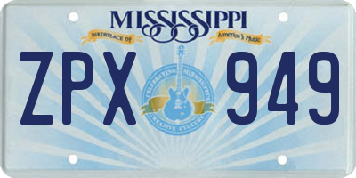 MS license plate ZPX949