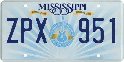 MS license plate ZPX951
