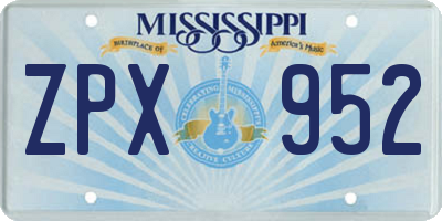 MS license plate ZPX952