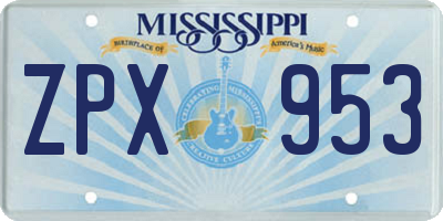 MS license plate ZPX953