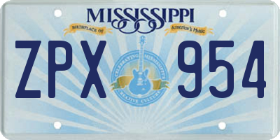 MS license plate ZPX954