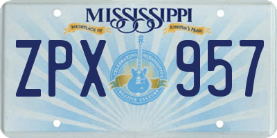 MS license plate ZPX957