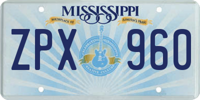 MS license plate ZPX960