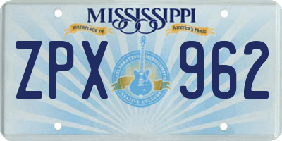 MS license plate ZPX962