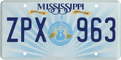 MS license plate ZPX963