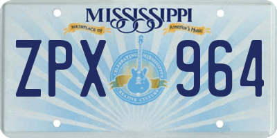 MS license plate ZPX964