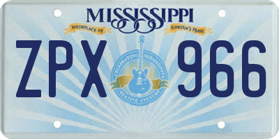 MS license plate ZPX966