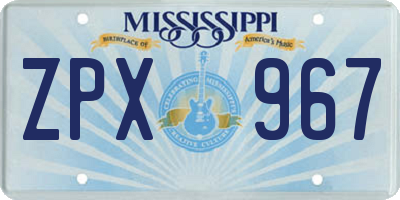 MS license plate ZPX967
