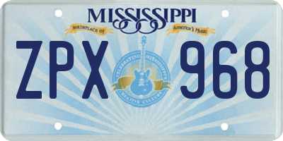 MS license plate ZPX968