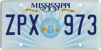 MS license plate ZPX973