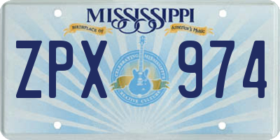 MS license plate ZPX974