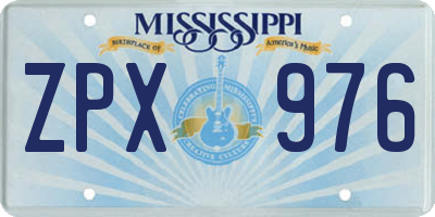 MS license plate ZPX976