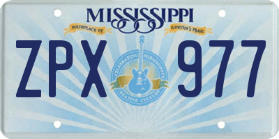MS license plate ZPX977
