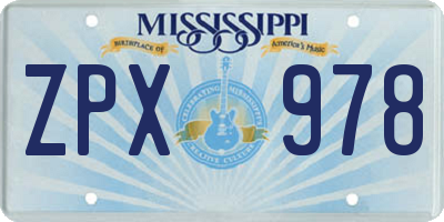 MS license plate ZPX978