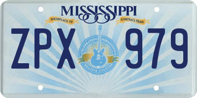 MS license plate ZPX979