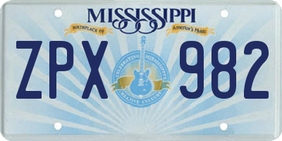 MS license plate ZPX982