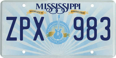 MS license plate ZPX983