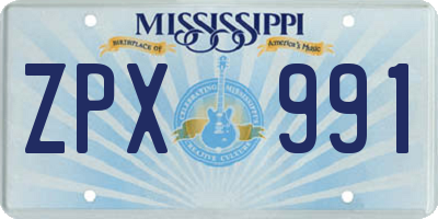 MS license plate ZPX991