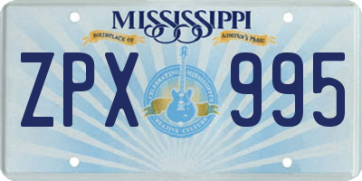 MS license plate ZPX995