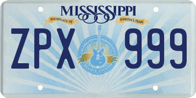 MS license plate ZPX999