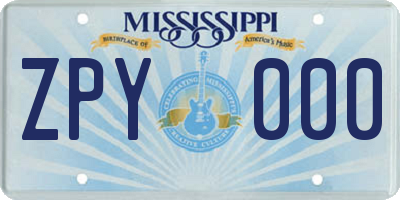MS license plate ZPY000