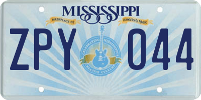MS license plate ZPY044