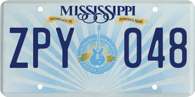 MS license plate ZPY048