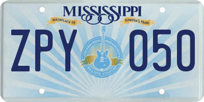 MS license plate ZPY050