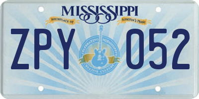 MS license plate ZPY052