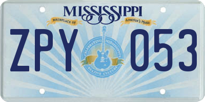 MS license plate ZPY053