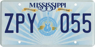 MS license plate ZPY055