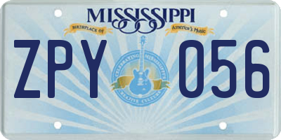 MS license plate ZPY056