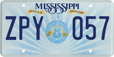 MS license plate ZPY057