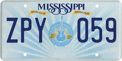 MS license plate ZPY059