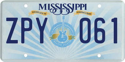 MS license plate ZPY061