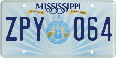 MS license plate ZPY064