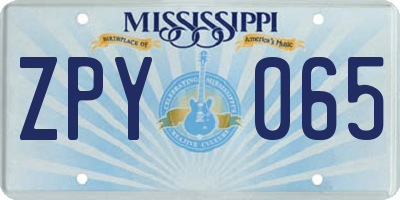 MS license plate ZPY065