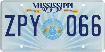 MS license plate ZPY066
