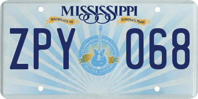 MS license plate ZPY068