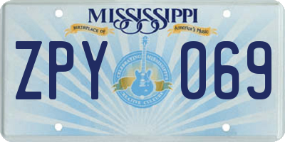 MS license plate ZPY069