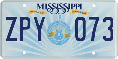 MS license plate ZPY073