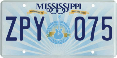 MS license plate ZPY075