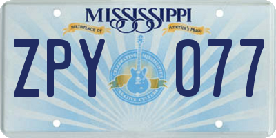 MS license plate ZPY077